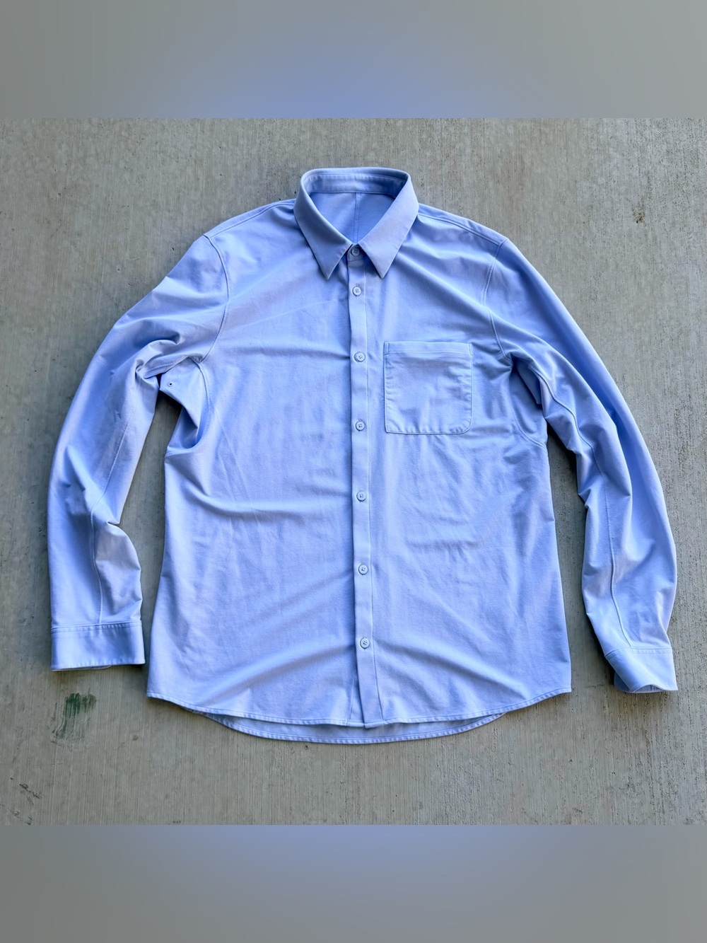 Lululemon Commission Shirt Men Size Large Blue Stretch Button Up